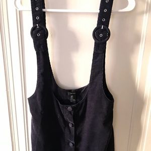 Navy Blue Corduroy Overall Dress